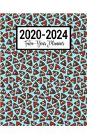 2020-2024 Five-Year Planner: Poop Emoji Pattern 60 Month Calendar