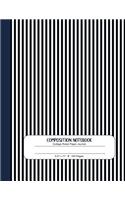 Composition Notebook: Journal (Large) - College Ruled Lined Paper, Writing and Journaling Book - Blue and White Stripes