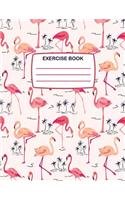 Exercise Book: Cute Exercise Book with Pink Flamingos On Cover, 80 Lined Pages, Large Notebook for Writing Perfect for School & Home