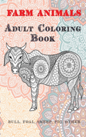 Farm Animals - Adult Coloring Book - Bull, Foal, Sheep, Pig, other