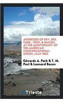 ADDRESSES OF REV. DRS. PARK., POST, & BA