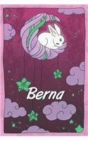 Berna: personalized notebook sleeping bunny on the moon with stars softcover 120 pages blank useful as notebook, dream diary, scrapbook, journal or gift id