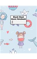 Blank Sheet Music Notebook: Easy Blank Staff Manuscript Book Large 8.5 X 11 Inches Musician Paper Wide 12 Staves Per Page for Piano, Flute, Violin, Guitar, Trumpet, Drums, Cell