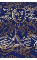 Journal Artistic Sun Face Blue Gold: (Notebook, Diary, Blank Book)