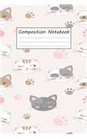 Cat Notebook: Composition Notebook Kawaii Kitty Cat (Notebook for Kids Girls)