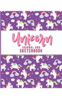 Unicorn Journal and Sketchbook: Draw and Write Notebook: Purple Unicorn Gift for Girls & Women Great for Journaling, Doodling, Sketching and Notes