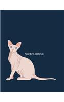 sketchbook: Sphynx cat on blue cover (8.5 x 11) inches 110 pages, Blank Unlined Paper for Sketching, Drawing, Whiting, Journaling & Doodling