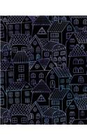 Journal Notebook Cute Houses Pattern 4: 172 Page Blank Journal 8 x 10 Size, Unlined For Journaling, Writing, Planning or Doodling.(27 Artsy Plain Journals)
