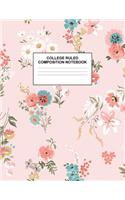 College Ruled Composition Notebook: Cute Blank Lined Journal to Write In with White Paper Rule Pages for School Subject and Writing Pad: Design Code A4 7612