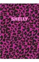 Shelly: Personalized Pink Leopard Print Notebook (Animal Skin Pattern). College Ruled (Lined) Journal for Notes, Diary, Journaling. Wild Cat Theme Design wi