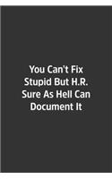 You Can't Fix Stupid But H.R.: Lined Notebook / Journal / Diary / Calendar / Planner / Sketchbook /Funny Gag Gift, 108 blank Pages, 6x9, Matte Finish