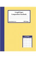Graph Composition Notebook 5 Squares per inch 5x5 Quad Ruled 5 to 1 100 Sheets: Cute Yellow Book Dark blue Stripe Book gift grid squared paper Back To School Notebook Gift for Math Teens Science adults Students Programmers note 