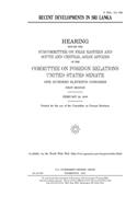 Recent developments in Sri Lanka