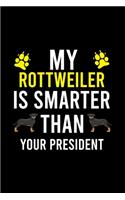 My Rottweiler Is Smarter Than Your President: Cute Rottweiler Default Ruled Notebook, Great Accessories & Gift Idea for Rottweiler Owner & Lover.Default Ruled Notebook With An Inspirational Quot