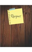 Personalized Blank Recipes Book to Write in Favorite Recipes, 115 Pages, (8.5"x11")