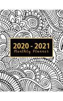 2020-2021 Monthly Planner: jan-dec 2020 planner - Black and White Drawing Cover - 2 Year Calendar 2020-2021 Monthly - 24 Months Agenda Planner with Holiday - Personal Appointm