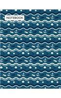 notebook: Anchor on dark blue cover and Dot Graph Line Sketch pages, Extra large (8.5 x 11) inches, 110 pages, White paper, Sketch, Notebook journal(1 Anchor on Dark Blue Notebook)
