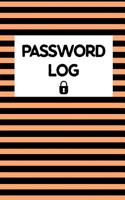 Password Log: Internet Password Keeper Book, 120 Pages Black - Merlon Orange Stripes