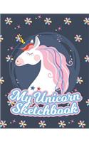 My Unicorn Sketchbook: Blank Unlined Doodle Book V1