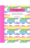 Wide Ruled Notebook Unicorn Composition Book