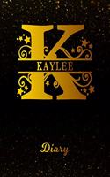 Kaylee Diary: Letter K Personalized First Name Personal Writing Journal Black Gold Glittery Space Effect Cover Daily Diaries for Journalists & Writers Note Taking