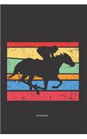 Notebook: Lined notebook ca A5 for notes, sketches, drawings, formulas, as a calendar or for learning; wide line grid; horse rider, racer and horse lovers