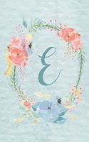 Notebook 6"x9" - Initial E - Light Blue and Pink Floral Design: College ruled notebook with initials/monogram - alphabet series.(5 Initial/Letter E - Light Blue and Pink Floral Design Notebook 6"x9")