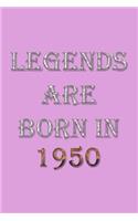 Legends Are Born In 1950 Notebook: Lined Notebook/Journal Gift 120 Pages, 6x9 Soft Cover, Matte Finish, Pink Cover