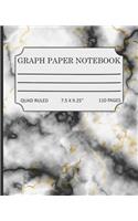 Graph Paper Notebook: Math and Science Composition Book White and Grey Marble Cover Design