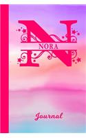 Nora Journal: Personalized Custom First Name Personal Writing Diary - Cute Pink & Purple Watercolor Effect Cover - Daily Journaling for Journalists & Writers for 