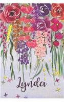 Lynda: Personalized Lined Journal - Colorful Floral Waterfall (Customized Name Gifts)