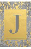 J: Grey & Gold Marble, Leaves - Cute Initial Monogram Letter J Minimalist Personalized Blank Lined Journal Notebook for Writing & Notes, Sketching for (10 Travel Monogrammed Paperback Dairy)