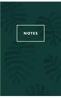 Notes: Forest Green Monstera Leaf Tropical Palm Beach Paperback Journal / Diary / Notebook with 100 Lined, Cream-colored Pages for Writing Notes and Hand-P