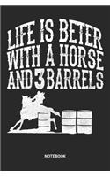 Notebook: Dotted Lined Barrel Racing Themed Notebook (6x9 inches) ideal as a Chasing Cans Cloverleaf Journal. Perfect as a Horse Riding Book for all Racers, R