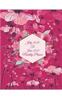 July 2020 To June 2021 Monthly Planner: Pink Color Floral, Calendar Book July 2020-June 2021 Weekly/Monthly/Yearly Calendar Journal, Large 8.5" x 11" 365 Daily journal Planner, 12 Months J