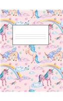 Unicorn Composition Notebook: 7.4" by 9.7" College Ruled 140 Pages (70 Sheets) Design #4
