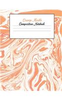 Orange Marble Composition Notebook: 150 College Ruled Pages