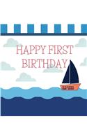 Nautical First birthday guest book (Hardcover): Birthday guest book, first birthday book, party and birthday celebrations decor, memory book, 1st birthday, happy birthday guest book, celebration m