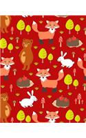 Journal Notebook Cute Foxes, Rabbits and Bears Pattern 5
