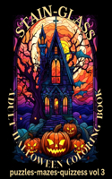 Stain-Glass Adult Halloween Coloring Book