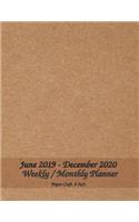 June 2019 - December 2020 Weekly / Monthly Planner Paper Craft 8.5x11