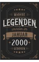 Wahre Legenden wurden im Januar 2000 geboren: Vintage Geburtstag Notizbuch - individuelles Geschenk für Notizen, Zeichnungen und Erinnerungen - liniert mit 100 Seiten