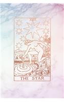 The Star: Tarot Card Bullet Journal - 6 x 9 - Pastel Hue Marble and Rose Gold - Dot Grid Tarot Card Notebook