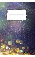 Notebook: Handwriting For Kindergarten To 3rd Grade Students, 120 Pages, 6 x 9 inches, White Paper (Circle Light Yellow Gold Sparkles Sparkling Glitters Blue 