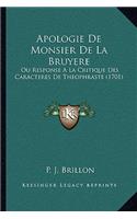Apologie De Monsier De La Bruyere