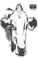 Write Here Notebooks: Cow Notebook / Journal 100 Pages of Lined Paper 6"x9" with Glossy Finish Lined Composition Book Cow Ink Drawing