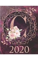 2020 Weekly Planner - Monogram Initial "C": 12-Month Large Print Rose Gold Glitter Purple Letter-Sized A4 Schedule Organizer by 52 Week Cornell Notes Monthly Calendar Designed in USA floral pu(3 2020 Rose Gold Glitter)