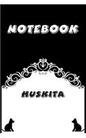 Huskita Notebook: Black and White notebook, Decorative Journal for Huskita Lover: Notebook /Journal Gift, Black and White,100 pages, 6x9, Soft cover, Mate Finish