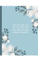 2020 Daily Weekly Monthly Planner Organizer: Floral Blue Grey 7.44 X 9.69 Organizer January to December One Full Year of Task Management