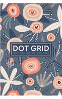 Dot Grid Notebook - Journal- Libreta - Cahier - Taccuino - Notizbuch: 110 Dotted Pages of Bullets for Journaling, Note Taking or to Create Your Own Planner, Organizer or Diary: Peach Flowers on Blue 034-2